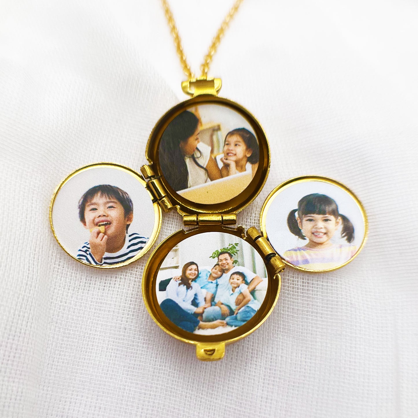 Gold Family Locket - Round Photo Locket