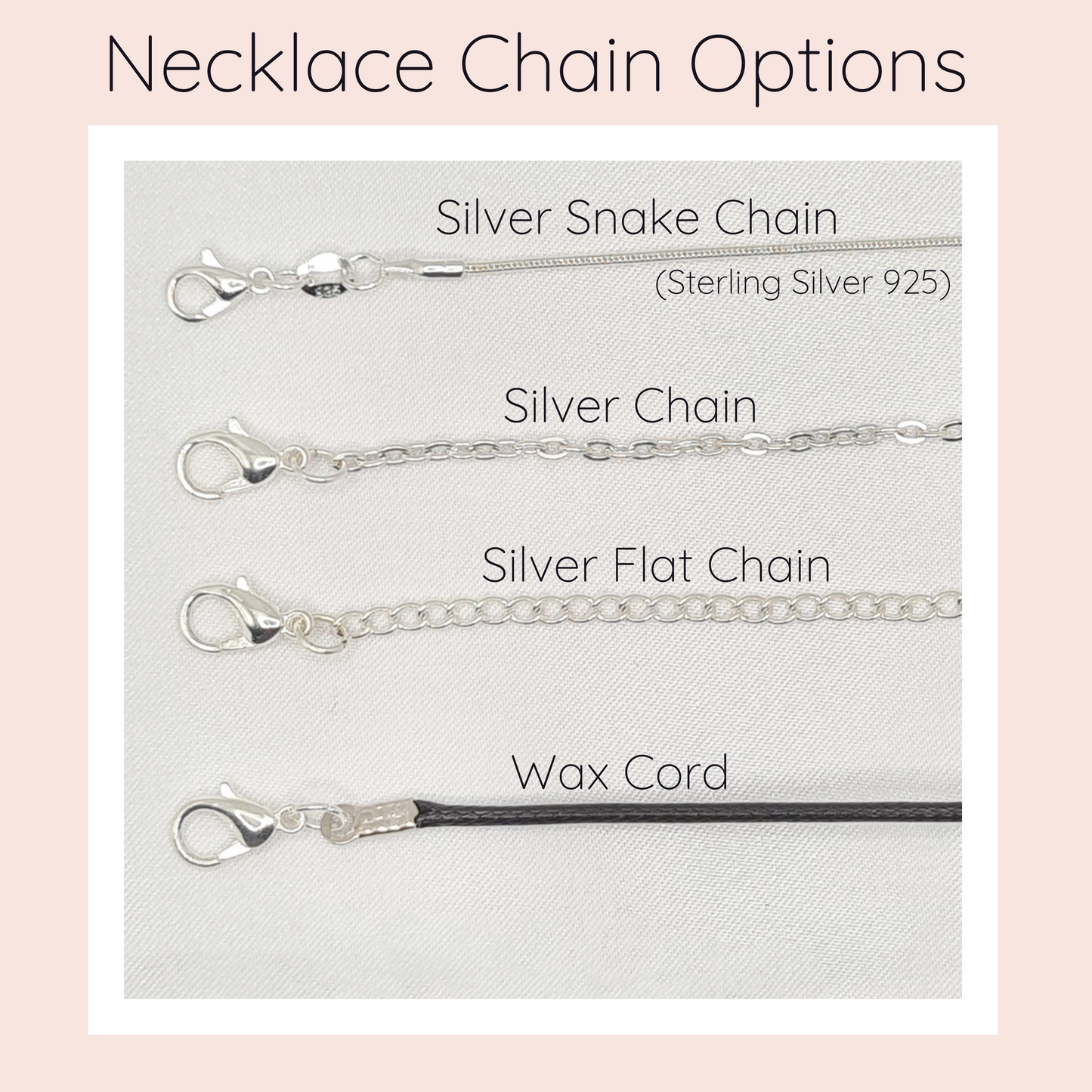 Necklace chain options chart