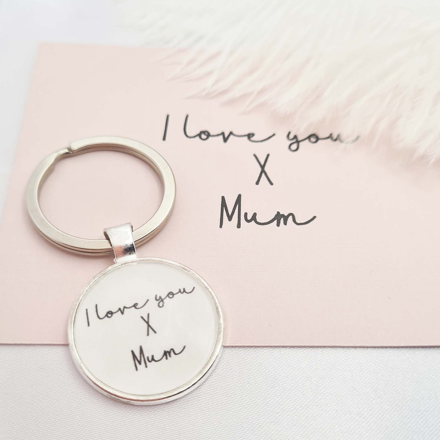 Closeup handwriting keyring
