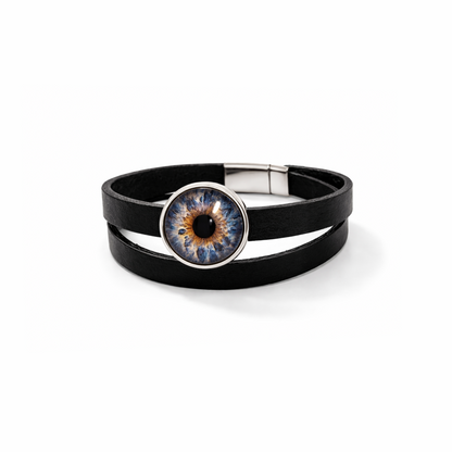 Leather Wrap Bracelet Personalised with Iris