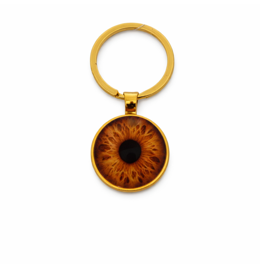 Keychain with eye design on a white background