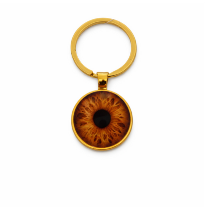 Keychain with eye design on a white background