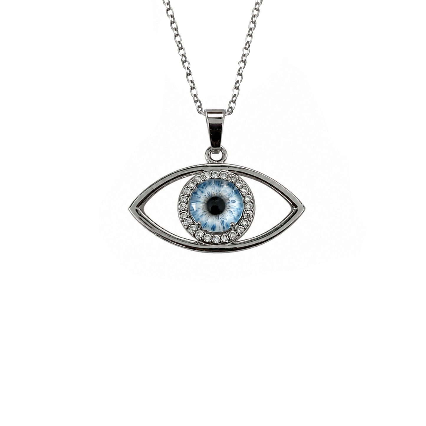 Personalised Eye Pendant with zirconia halo