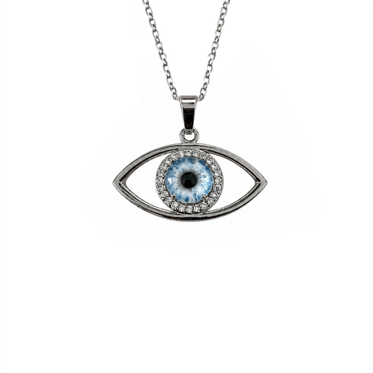 Personalised Eye Pendant with zirconia halo